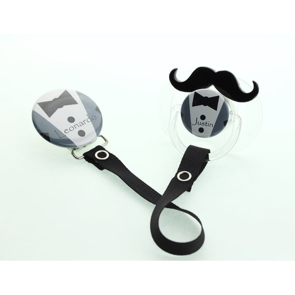 Personalized Name Tuxedo Pacifier Clip