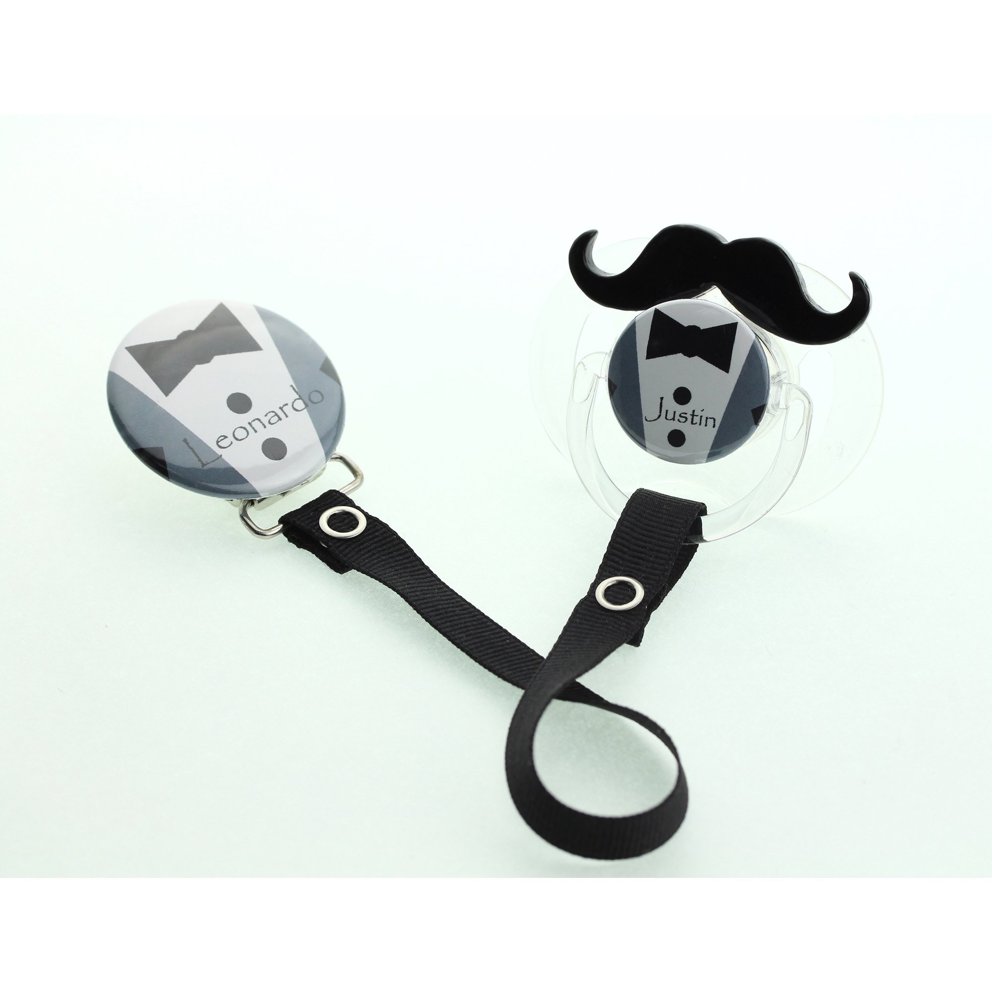 Personalized Name Tuxedo Pacifier Clip