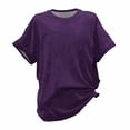 thumbnail image 4 of ManxiVoo Comfortable Cotton Blend Everyday T-Shirt for Women with Casual Short Sleeves and Classic Round Neck Top XXXL Size Purple, 4 of 4