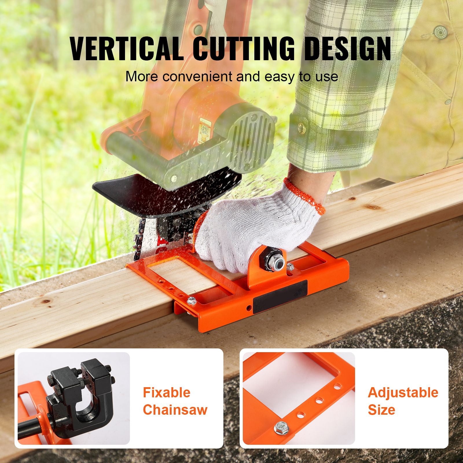 Chainsaw Sawmill Attachment 2-6 Inch Vertical Cutting Cast Iron 1.45kg Lightweight for Electric Chainsaw Wood Cutting