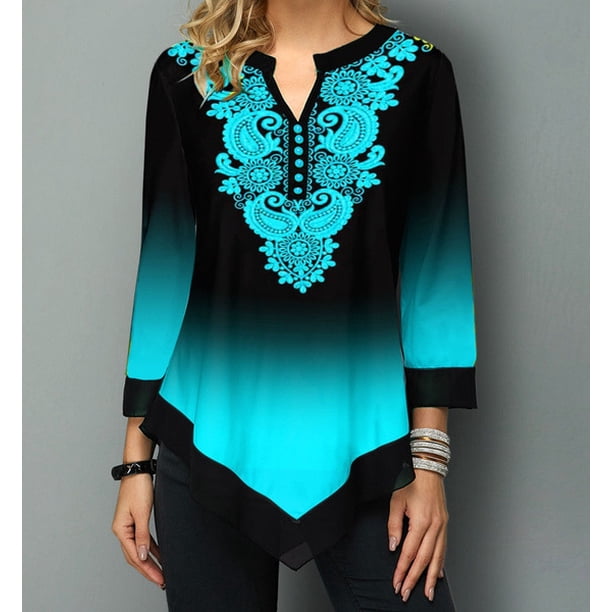 Blusa de mujer talla grande degradado para mujer ropa mujer S-5XLpangjing