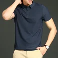 thumbnail image 4 of Polos de verano para hombre 2024, nuevos polos de seda de hielo de color sólido con solapa, camiseta holgada de manga corta, polos de golf para hombre, 4 of 5