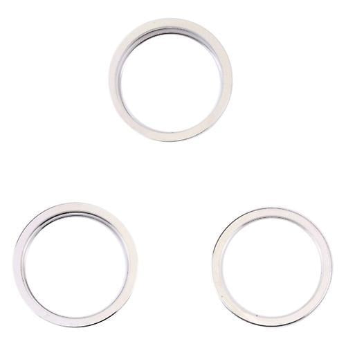 (Silver)For iPhone 14 Pro Max 3PCS Rear Camera Glass Lens Metal Outside Protector Hoop Ring