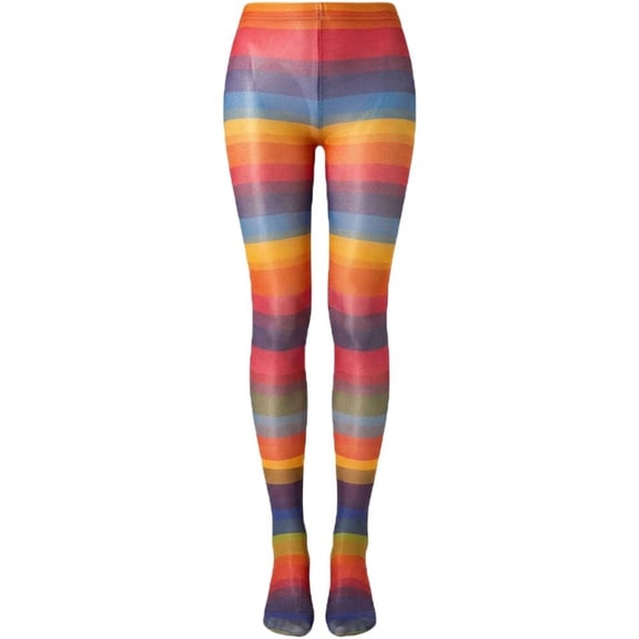 Vbsqjc 1 Pair Style 2 Rainbow Striped Pantyhose Colorful Party Tights for Women One Size