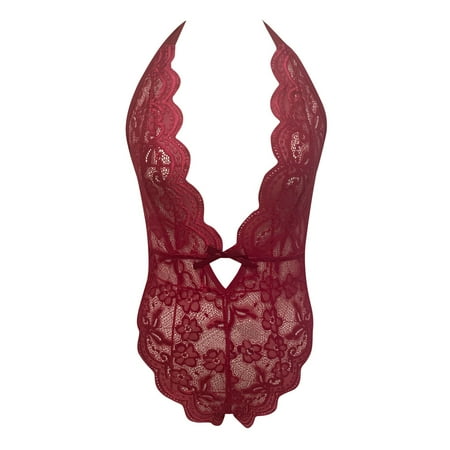 

Aayomet Corset Lingerie For Women Women Lingerie V Neck Nightwear Satin Sleepwear Lace Chemise Mini Teddy Red S