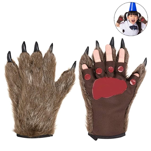 Guantes de hombre lobo Pata Guantes de felpa de invierno sin dedos 1 par Fokelyi 221682