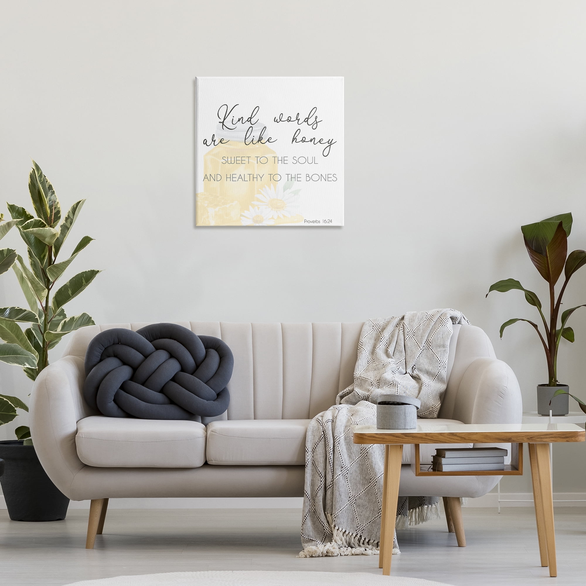 Stupell Industries Kind Words Like Honey Plants & Flowers Painting Wrapped Canvas Art Print Wall Art, 24 x 24