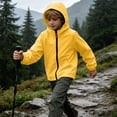 thumbnail image 6 of BLVB Kids Rain Jacket Waterproof Raincoats Boys Girls Lightweight Zip up Hooded Windbreakers for Climbing Camping Casual(Yellow,14-15 Years), 6 of 9