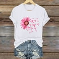 thumbnail image 2 of Yufatyle Breast Cancer Awareness Shirts Women Pink Ribbon T-Shirts Cancer Fighter Sunflower Graphic Tee Short Sleeve Tops XL, 2 of 4