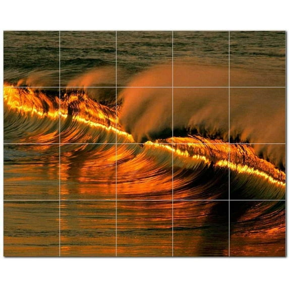 Wave Photo Ceramic Tile Mural Kitchen Backsplash Bathroom Shower 406278-XL54