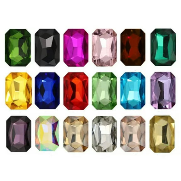 GKNET Mixed Colors Point Back Crystals Rhinestone Long Octagonal Fancy Glass Stones-6x8mm (100pcs)