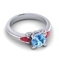 thumbnail image 3 of Diamond-Capitals 2.50 Carat Beautiful Round Blue Topaz & Red Ruby Gemstone Engagement Ring for Women Solid 14K White Gold Size 11, 3 of 8