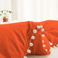 thumbnail image 5 of DNG Creations 1 Piece White Pom Pom Duvet Cover with Zipper Closure, 100% Egyptian Cotton, 800 Thread Cotton ( Full/Queen - Solid Orange ), 5 of 5