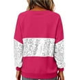 thumbnail image 7 of Mifsaly Women Sequin Patchwork Sweatshirt Oversized Crew Neck Raglan Long Sleeve Pullover Sweatshirts Party Work Casual Sparkly Tops Spring Fall Color Block Glitter Shirts, 7 of 7