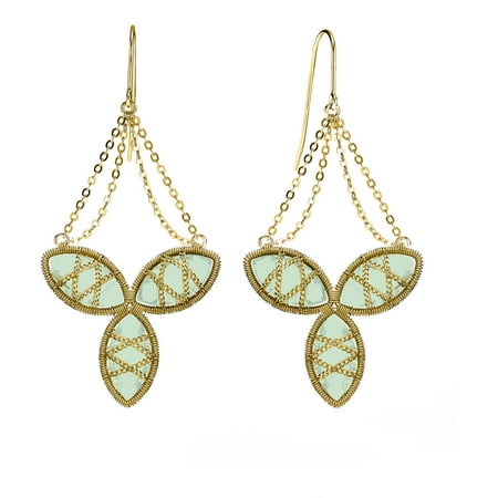 5th & Main 18kt Gold over Sterling Silver Hand-Wrapped Triple Floral Chalcedony Stone Earrings