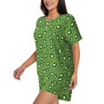 thumbnail image 2 of Fuzoiu Kiwi Fruit Print Women's Short-Sleeved Pajama Set,Lounge Sleepwear Set,Womens Pajama Sets 2 Piece,Button-Up Top and Shorts with Pockets-Small, 2 of 7