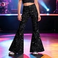 thumbnail image 5 of Afdoent Girls Pants Sequin Flare Pants High Waist Bell Bottoms Performance Dance Pants for Kids Stage Shows Party Wear Streetwear 5-6 Years, 5 of 6