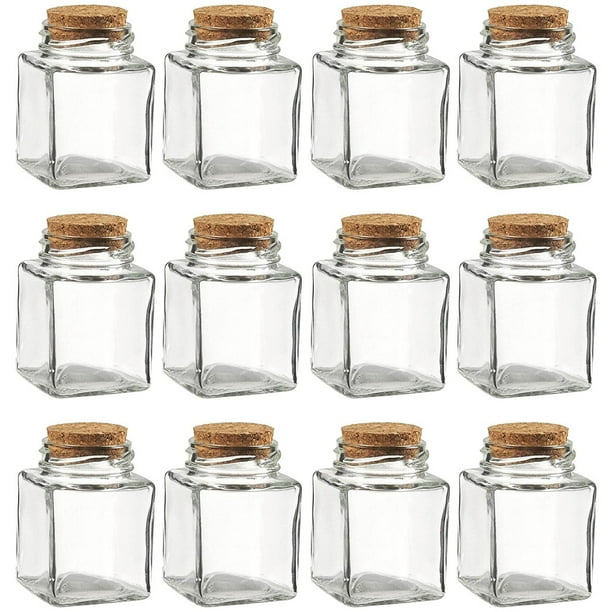 Clear Glass Bottles With Cork Lids 12 Pack Of Small Transparent Squared Jars With Stoppers For Vintage Wedding Decoration Diy Home Party Favors 100 Ml Walmart Com Walmart Com