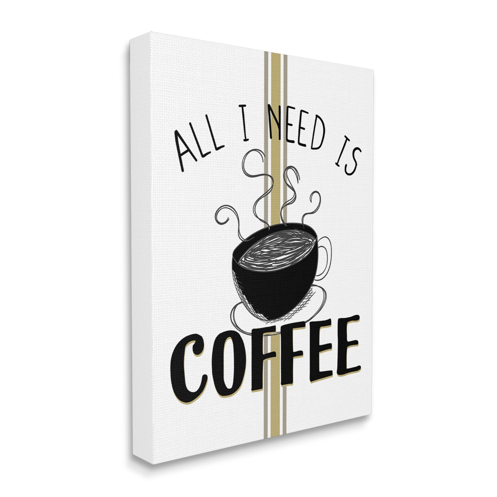 Stupell Industries Coffee Phrase with Bistro Stripe Food & Beverage Painting Gallery Wrapped Canvas Art Print Wall Art, 16 x 20