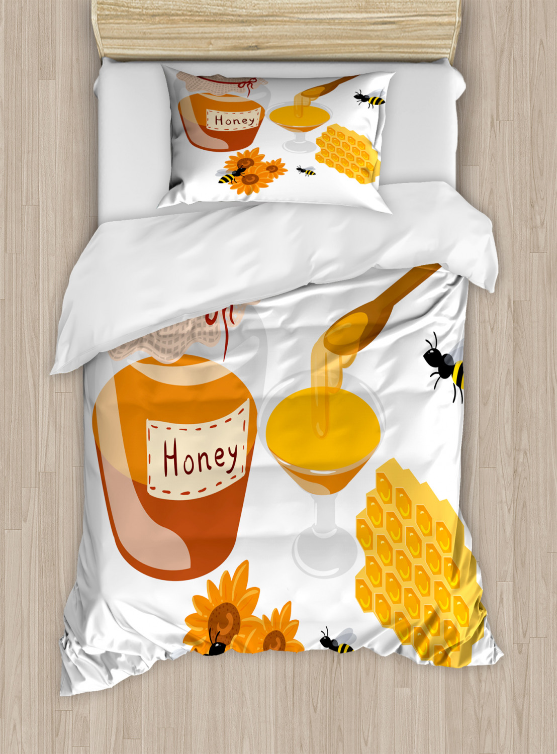 Honey Bee Duvet Cover Set, Apiary Collaboration Wooden Spoon