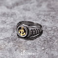 thumbnail image 4 of ‎555Jewelry Stainless Steel Biker Rings for Men, Retro Vintage Rings for Men, Signet Seal Nautical Pirate ‎Sailor Anchor Ring for Men, Navy Rings for Men, Silver\Gold, Size 9, 4 of 7