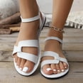 thumbnail image 6 of HomeDM Flat Sandals for Women Open Toe Elastic Ankle Strap Dressy Comfortable Summer Beach Slide Sandals, White Size 9.5, 6 of 9