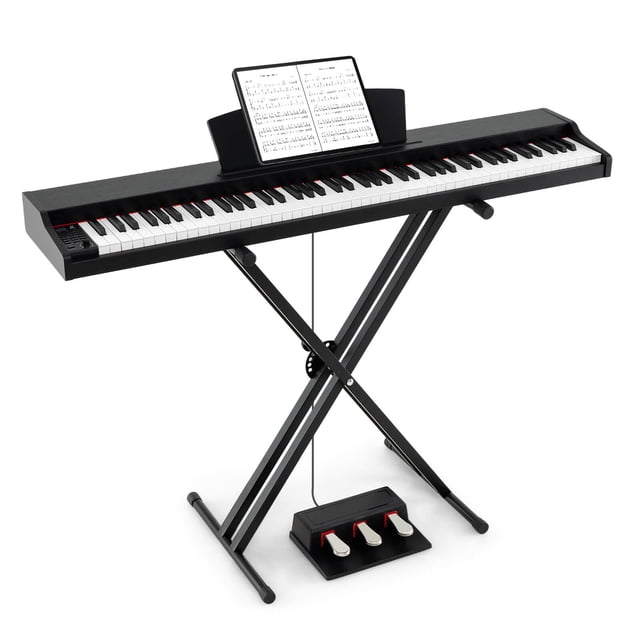 Costway 88-Key Keyboard Piano Set with Adjustable Stand & 2 Keyboard Mode 2 Speakers Black