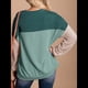 thumbnail image 4 of Camisetas Holgadas Informales de Punto con Cuello Redondo y Larga con Bloques de Color A para Mujer Verde M, 4 of 6