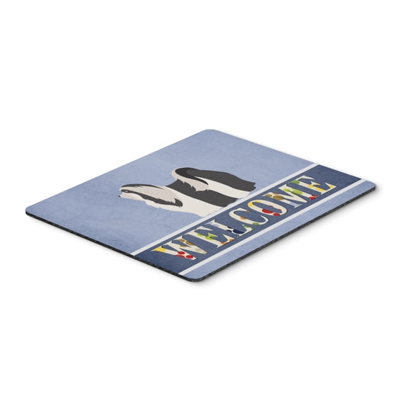 Havanese Welcome Mouse Pad Hot Pad or Trivet Blue