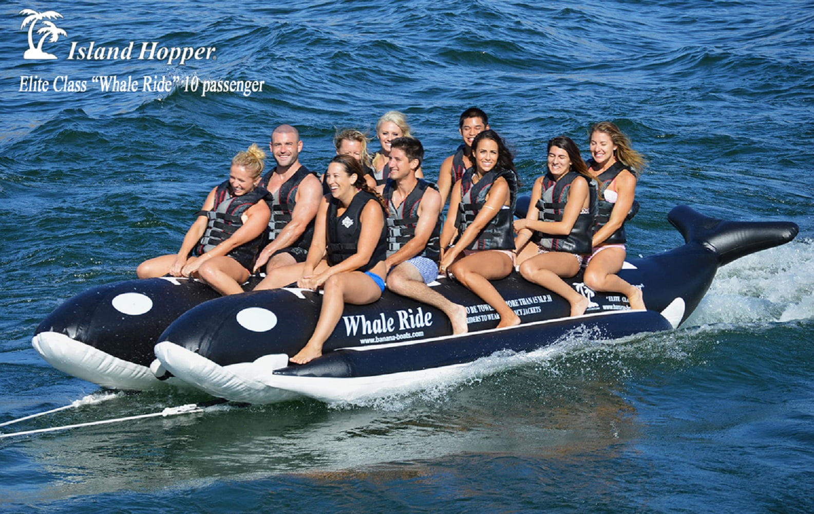 Island Hopper PVC-10-WR Whale Ride 18' Inflatable 10 Person Banana Water Sled