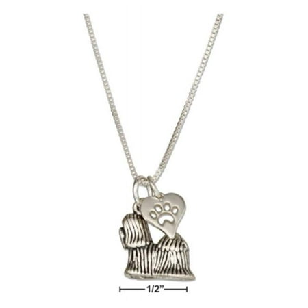 Shih Tzu Pendant - Sterling Silver 18 in. Shih Tzu Pendant Necklace with Dog Paw Print Heart