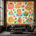 thumbnail image 6 of Cartoon Capybaras Among Tropical Summer Activities, Playful Illustration for Animal Lovers, Tropical Poolside Art, Birthday Gift, Tapestry Wall Hanging for Bedroom and Dorm, 6 of 7