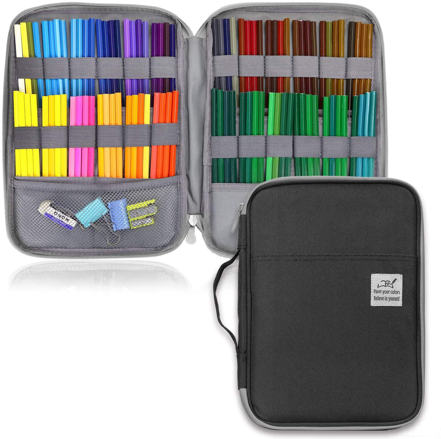 Large Capacity Pencil Organizer Color Gel Pens Holder Bag with Zipper Closure for Watercolor Pens Prismacolor Premier Crayola Pencils 240 Colored Pencil Case Pencils Not Included 