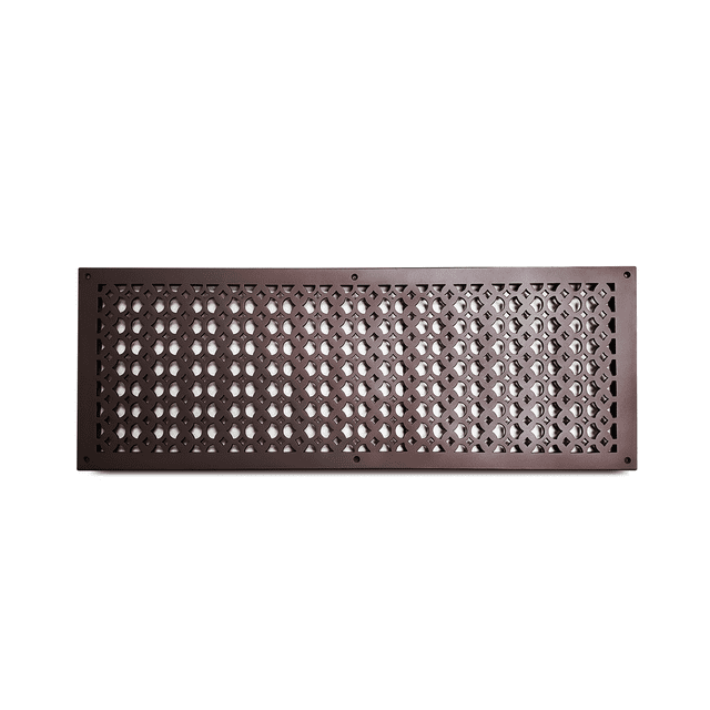 Grille de Retour d'Air 10′′x30′′ avec Trous et Vis, Taille de Plaque Frontale 12′′x32-1/2′′ Couverture Décorative de Conduit de CVC, Revêtement en Fonte Poudrée, Évent Repostable pour Murs, Plafonds, Sols – Design Champignon Tudor VR100