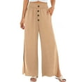 thumbnail image 2 of FAIWAD Women High Waisted Flowy Split Wide Leg Palazzo Pants, Casual Elastic Waist, Boho Beach Pant, 2 of 9