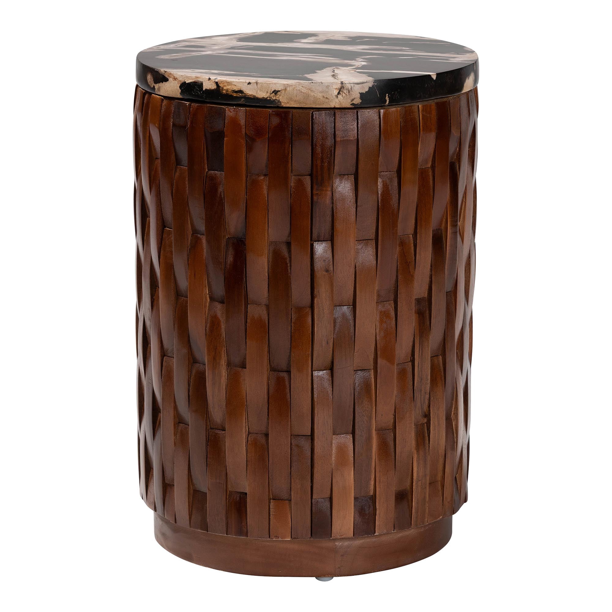 bali & pari Lavanya Boho End Table, Black/Cream
