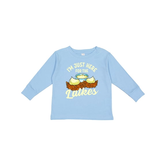 Inktastic Hanukkah Funny Here for Latkes Boys or Girls Long Sleeve Toddler T-Shirt