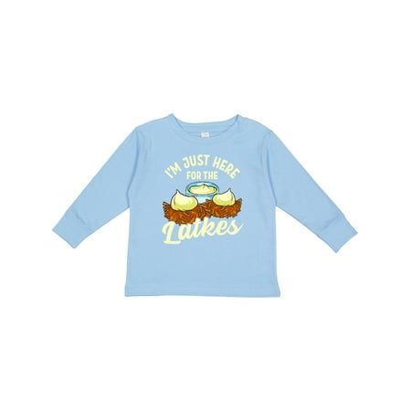 

Inktastic Hanukkah Funny Here for Latkes Gift Toddler Boy or Toddler Girl Long Sleeve T-Shirt