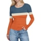 thumbnail image 3 of RKSTN Women's Ribbed Knitted T Shirts Oversized Crewneck Striped Print Slim Long Sleeve Pullover Shirt Top Womens Casual Plus Size Round Neck Printed Stretch Loose Comfy Tee Fall Spring Clothes, 3 of 8