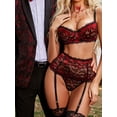 thumbnail image 2 of Avidlove Women Lingerie Set with Garter Bra and Panty Set 3 Piece Lace Underwired Lingerie, 2 of 5