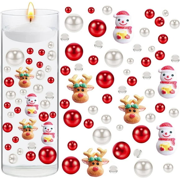 ddioayh Décorations de Remplissage de Vase Perles pour Fête Noël Mariage Déco Maison, Couvre-Table, Ornement de Tasse à Bougie Flottante, Cadeau Bricolage, Décoration de Fête de Pendaison de Crémaillère