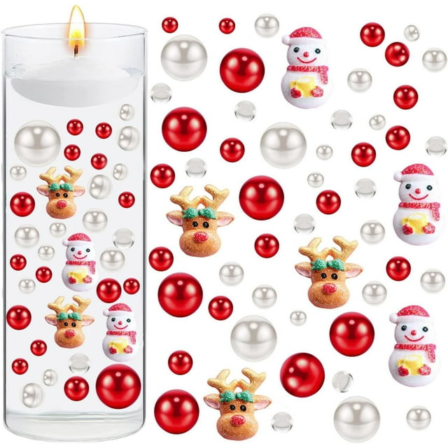 Juego de relleno para jarrones navideños | Perlas de plástico con microesferas de hidrogel absorbentes de agua | Adornos navideños para jarrones, mesas, bodas, fiestas y decoración del hogar