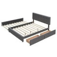 thumbnail image 3 of Modern Upholstered Platform Bed with 2 Storage Drawers and Twin XL Trundle, Queen Size Linen Fabric Bed Frame with Headboard, No Box Spring Needed, Dark Gray, 3 of 9