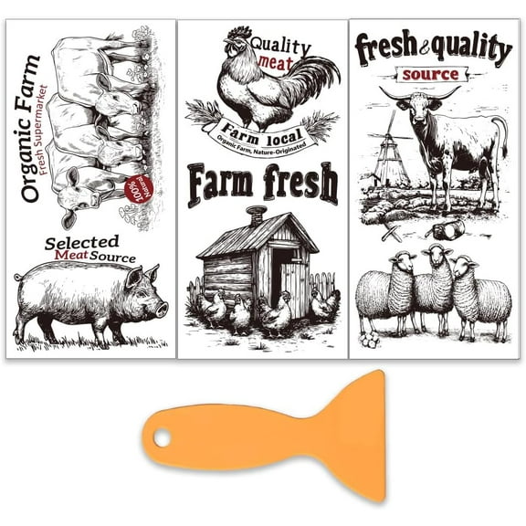 3pcs/Set Farm Animals Rub on Transfers for Furniture and Crafts 6x12 Inch Farm Theme Furniture Transfer Sticker Decals Transfer Stickers Rub on Decals for Wood Furniture Home Decoration