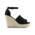thumbnail image 3 of BLISSFUL STEP Espadrilles Platform Heels Wedge Sandals Black 8, 3 of 8
