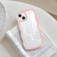 thumbnail image 4 of Magnetic Case Candy Wave Frame Case for iPhone 13/iPhone 14 6.1 inch, Cute Curvy Case Compatible with Magsafe Shockproof Cover Non-Yellowing Clear Case Slim Fit Case for Women Girl-Pink, 4 of 11