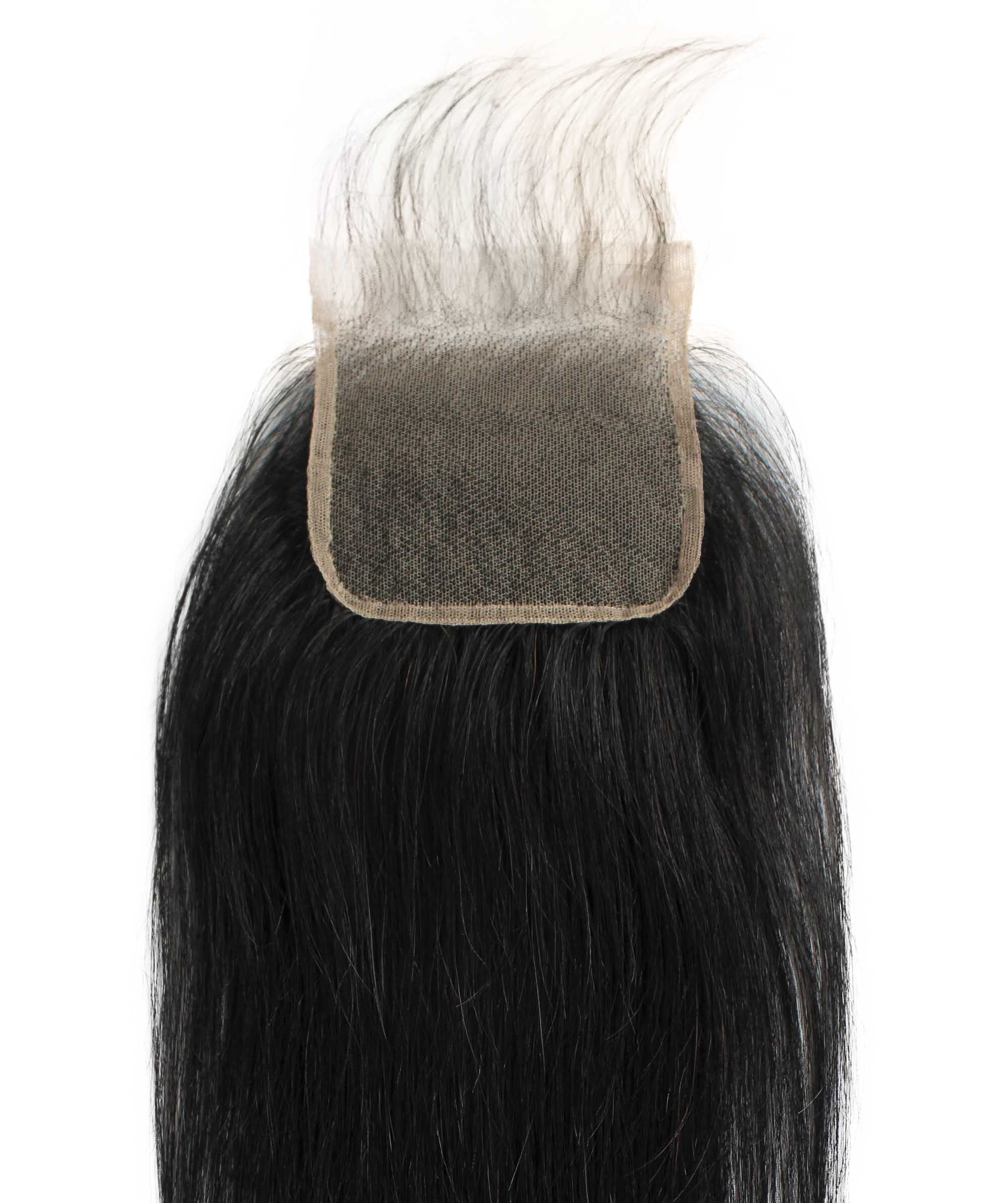LUXLUXE Rico 100% Unprocessed A7 Grade Human Hair Bundle 10 Inches 101214 Lengths Free Part 4X4 Hand Tied Swiss Lace Closure