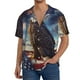 thumbnail image 1 of Fotbe Night Sky Bald Eagle Camisa Estampada de Manga Corta para Hombre, Casual de Verano, Estilo Playero, Sin Arrugas-Small, 1 of 5