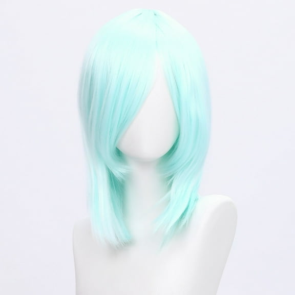 XmhyTop 14 Inch (40cm) Medium-Length Straight Cosplay Bob Wig -For Female, Light Blue