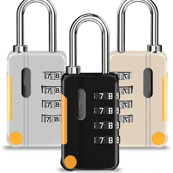 3 Pack 2.6 Inch Long Shackle Combination Lock,4 Digit Resettable Sport Padlock,Multifunctional Outdoor Waterproof Password Padlock for Gym,Fence,Staff Locker
